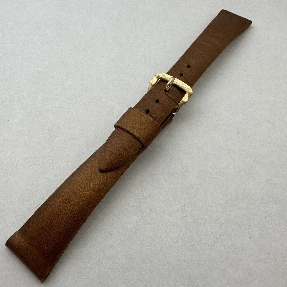 Caravelle Brown Leather Watch Strap Gold Tone Buckle Replacement Band